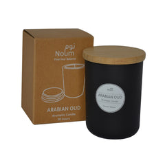NOUM - Arabic Oudh Scented Glass Candle with Bamboo Lid - Black