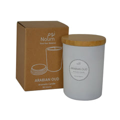 NOUM - Arabic Oudh Scented Glass Candle with Bamboo Lid - White