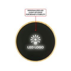 Bamboo Wireless Charger 15W Fast Charging with LED Logo