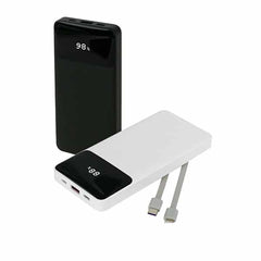Powerbank with LED Screen 10,000 mAh and Built-in Cables