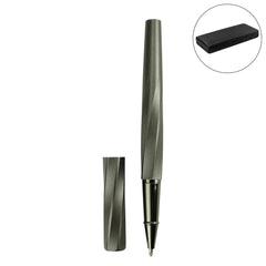 Rollerball Pens with Swirl Design in Gunmetal Finish – Presented in PU Leather Box