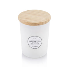 NOUM - Arabic Oudh Scented Glass Candle with Bamboo Lid - White