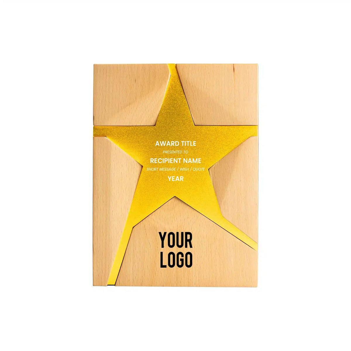 Strato | 11485GL Wooden Trophy With Metal Star Gold