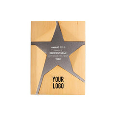 Strato | 11485SL Wooden Trophy With Metal Star Silver