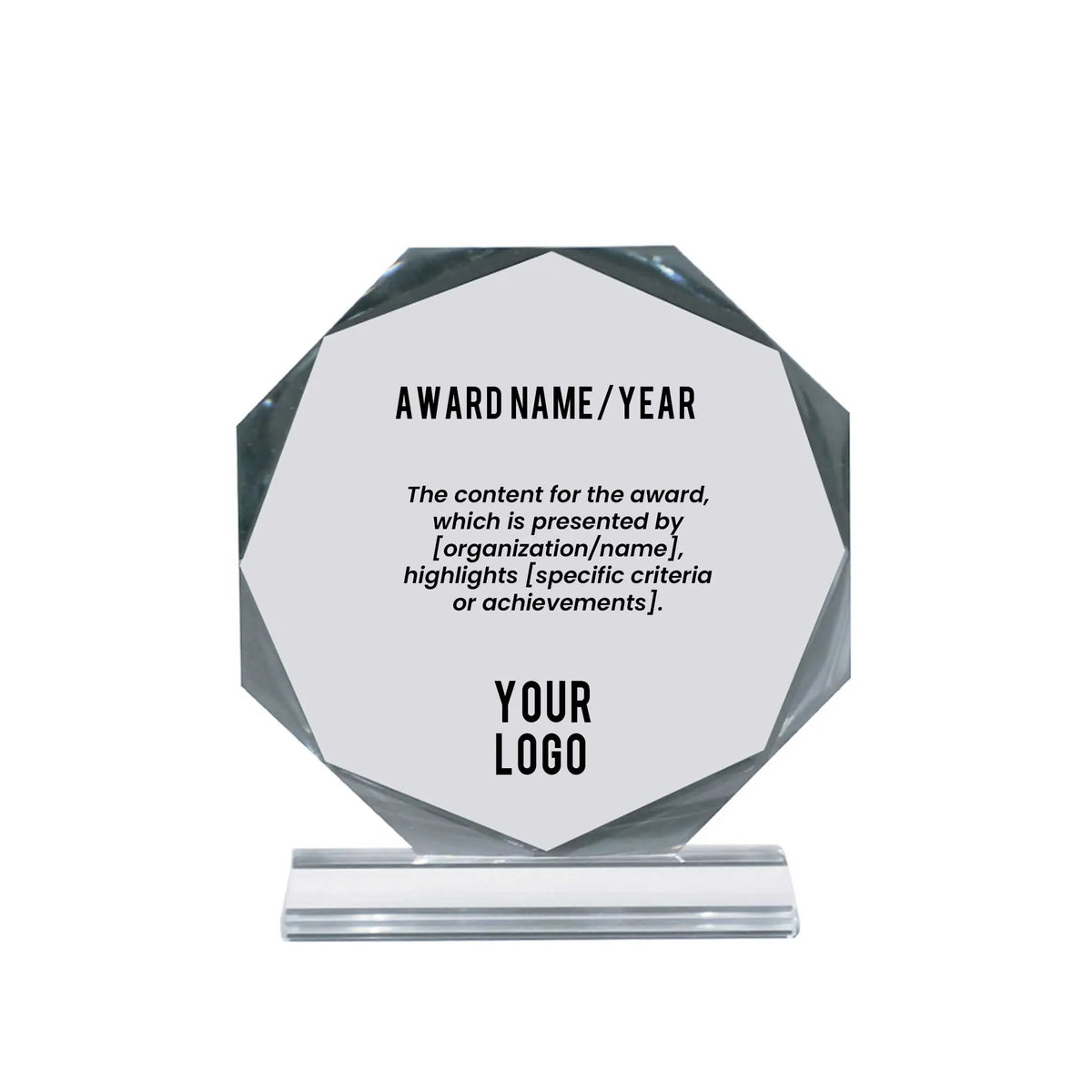 Crystx | 11419M Octagon Crystal Award Medium