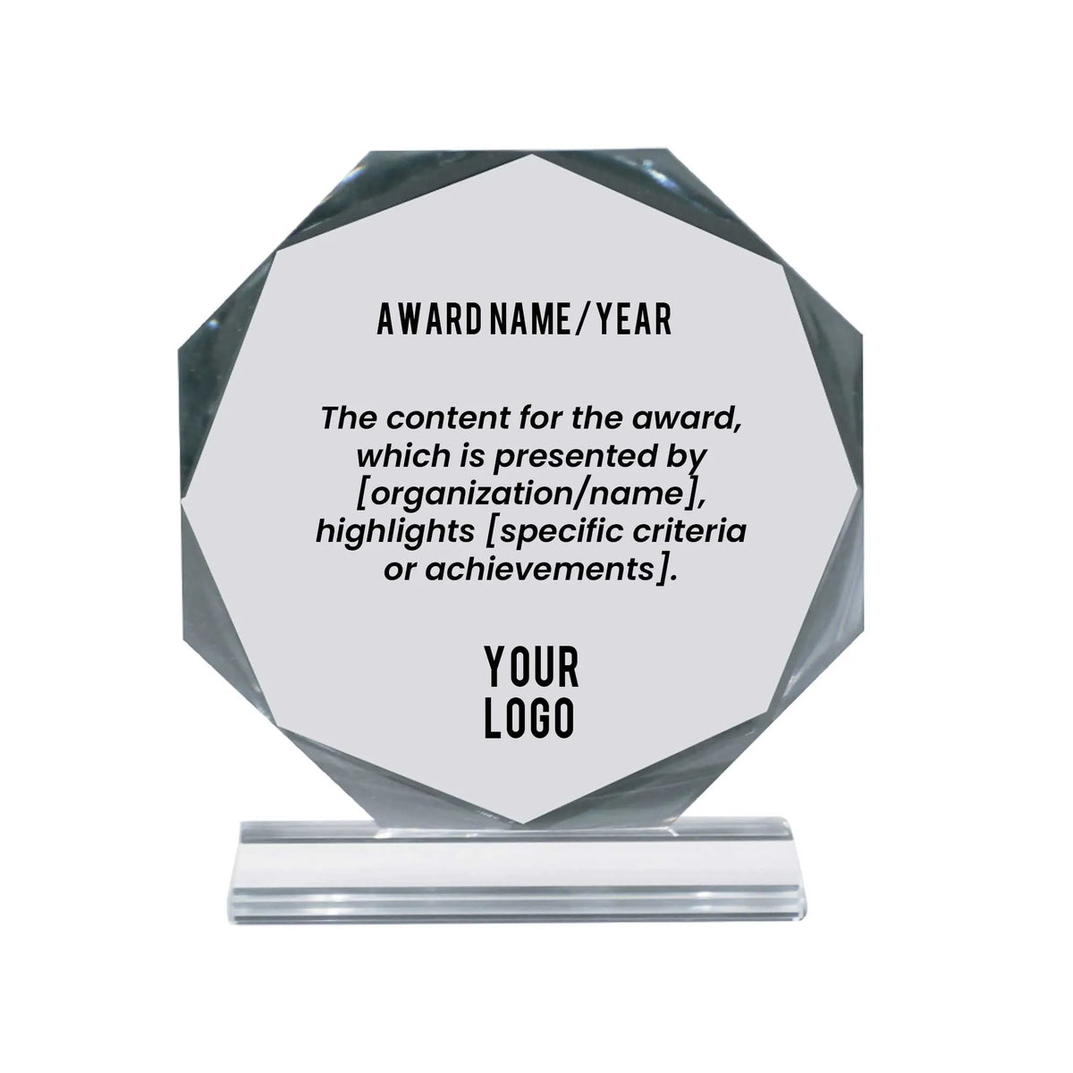 Crystx | 11419L Octagon Crystal Award Large