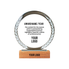 Zephyr | 11423 Round Crystal Trophy With Wooden Base