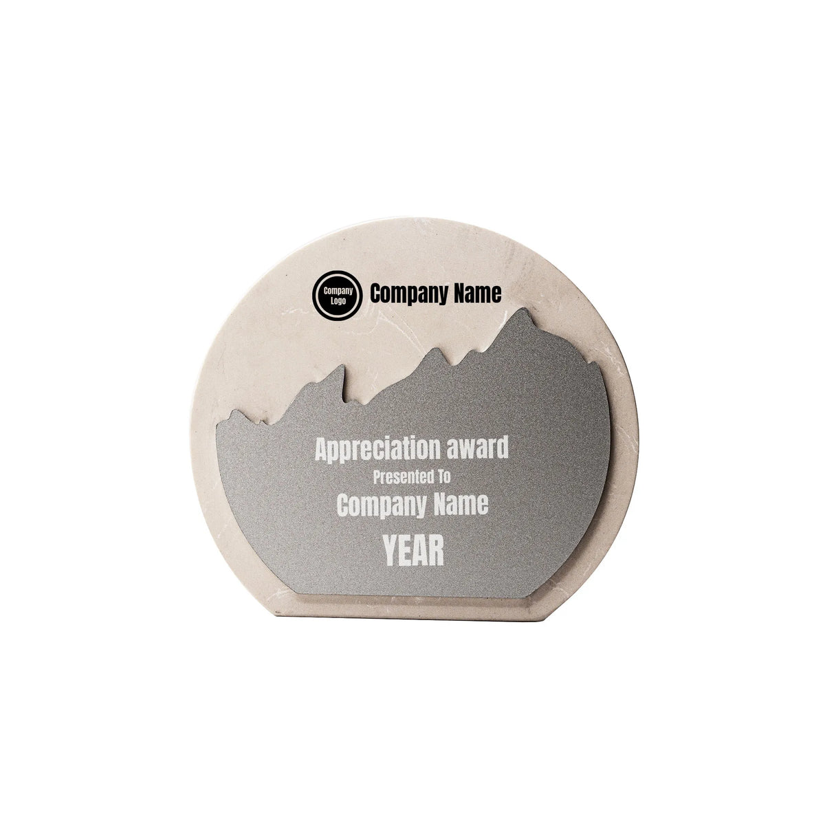 VELMIRA | 11598WT White Stone Plaque Award With Metal Plate