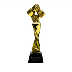 Chryso | 11581 Award Trophy Hand Holding full gold with black base