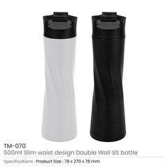 Double Wall SS Bottles Slim Waist Design Flip top Lid 500ml