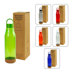 PET Bottles with Cork Base, Twist-off Lid, Handle, 720ml