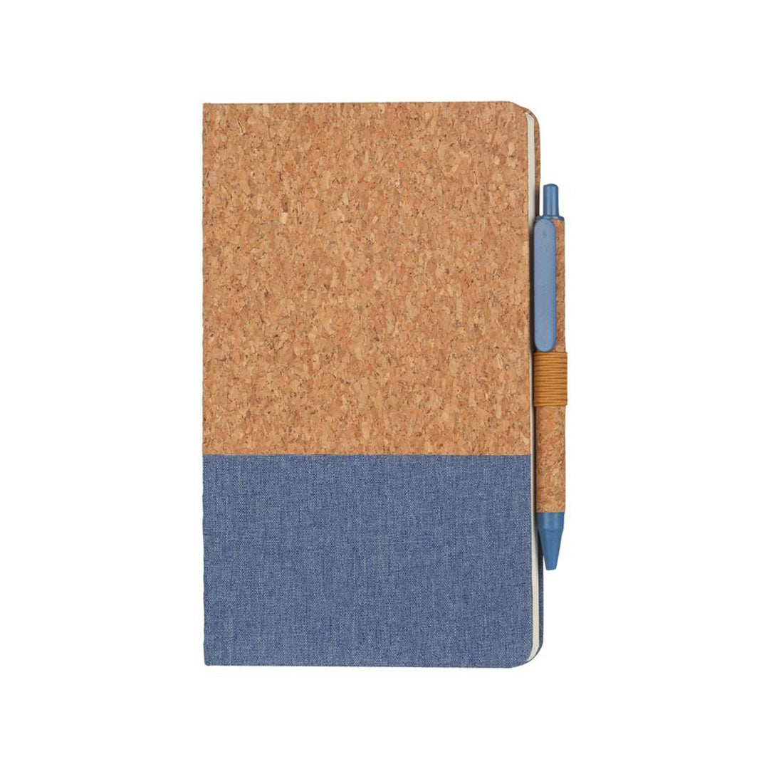 BORSA - eco-neutral A5 Cork Fabric Hard Cover Notebook and Pen Set - Blue