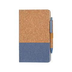 BORSA - eco-neutral A5 Cork Fabric Hard Cover Notebook and Pen Set - Blue