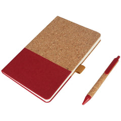 BORSA - eco-neutral A5 Cork Fabric Hard Cover Notebook and Pen Set - Red