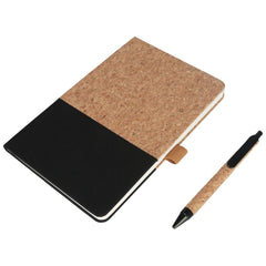 BORSA - eco-neutral A5 Cork Fabric Hard Cover Notebook and Pen Set - Black