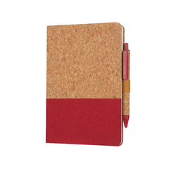 BORSA - eco-neutral A5 Cork Fabric Hard Cover Notebook and Pen Set - Red