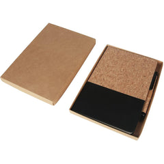 BORSA - eco-neutral A5 Cork Fabric Hard Cover Notebook and Pen Set - Black
