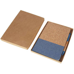 BORSA - eco-neutral A5 Cork Fabric Hard Cover Notebook and Pen Set - Blue