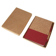 BORSA - eco-neutral A5 Cork Fabric Hard Cover Notebook and Pen Set - Red